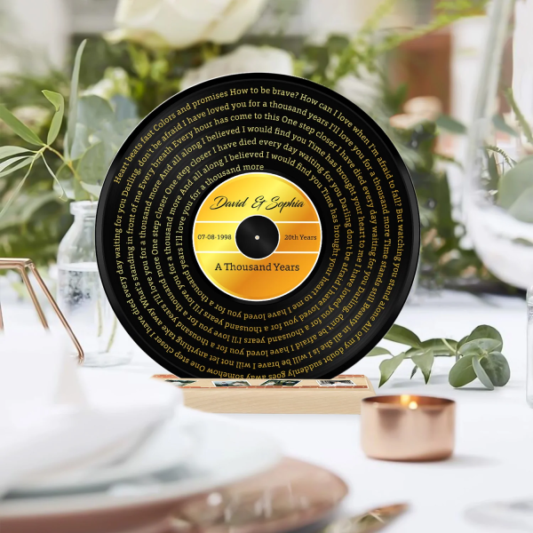 Custom Song Lyrics & Upload Photo, Gold Style, Acrylic Record5